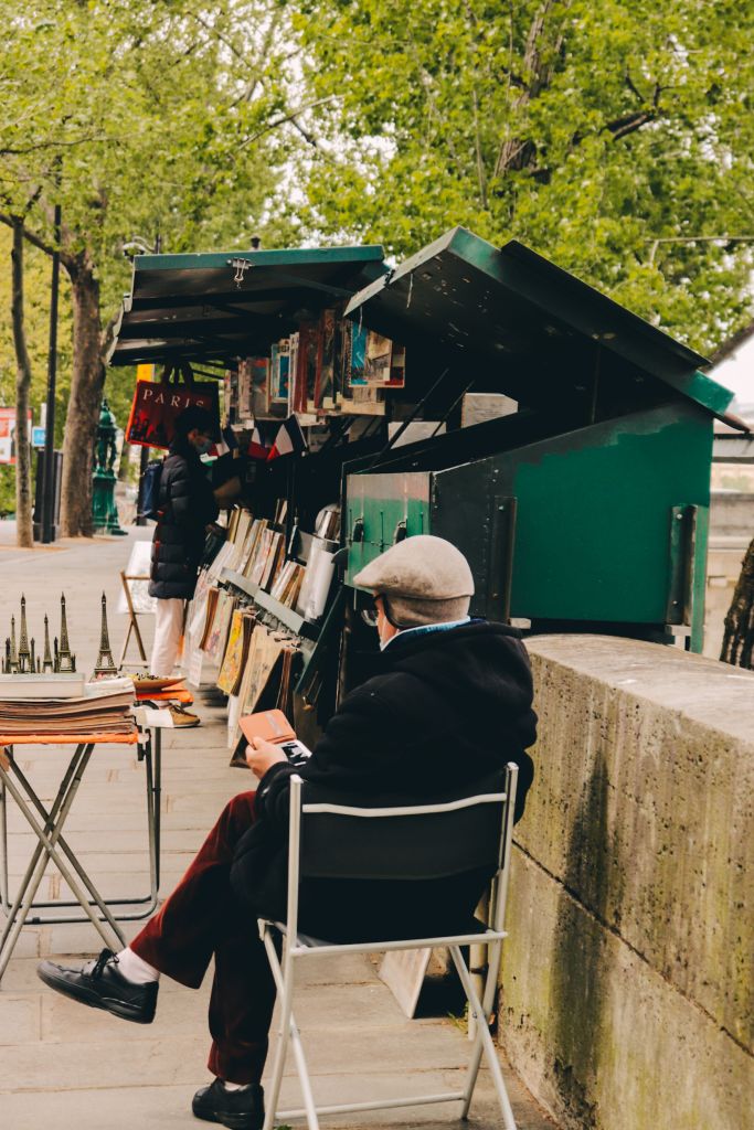 Paris Bookseller on the banks of the Seine. 